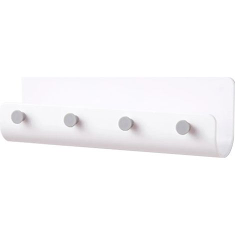 Porte-clés minimaliste Autocollant sans Marquage avec Quatre Crochets pour le Rangement de Clés (Blanc) (1/5)