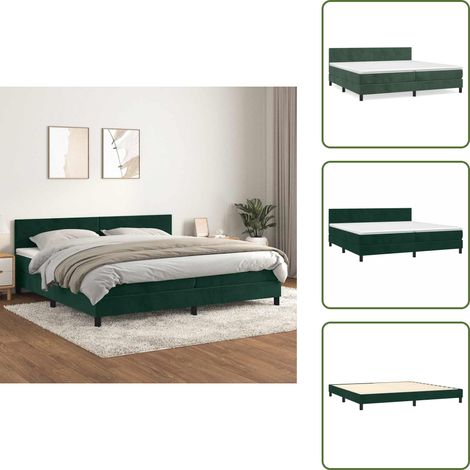 Letto con velluto - vidaXL Giroletto a Molle con Materasso Verde Scuro 200x200 cm Velluto - Letto con materasso