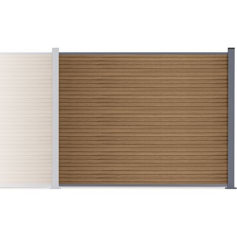 Kit d'extension clôture composite effet bois 2m PRIEL H.150 cm sur platine teck (1/3)