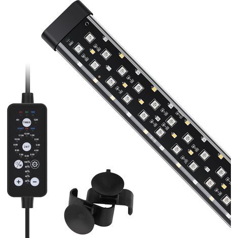 1 Éclairage LED Submersible, Mode 24/7, 9 Couleurs, 10 Niveaux Luminosité, Aquarium 41-68cm (1/5)