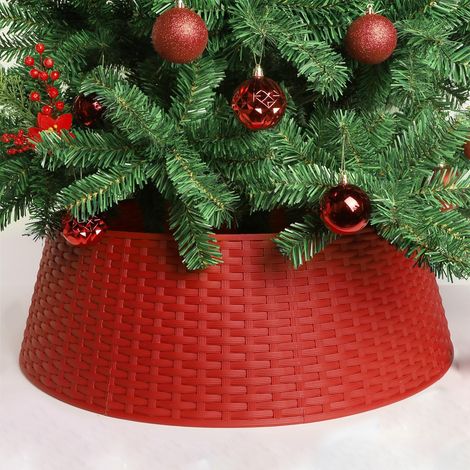 Copribase Albero di Natale Diametro 73-60 cm Rosso Decorazione Base Natalizia (1/5)