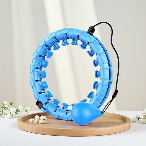 Smart Hula Ring Hoops, Weighted Hula Circle 24 Detachable Fitness Ring with 360 Degree Auto-Spinning Ball Gymnastics, Massage, Adult Fitness for Weight Loss