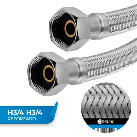 Tuyau en laiton nickelé EPDM renforcé H3/4 40 cm - Lot de 10 unités