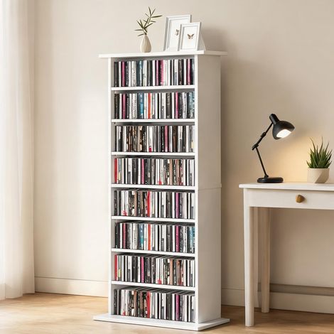 Étagère de rangement CD DVD 8 compartiments 6 étagères réglables (1/5)