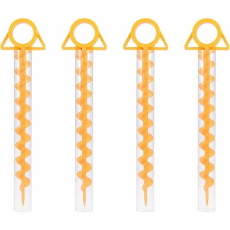 Piquets de Tente Spirale Sardine Tente Tent Peg Tente en Spirale Durable Piquet de Tente en Plastique Piquets de Tente 30 cm pour Tentes, Trampolines, Animaux de Compagnie, avec Tube, 4 Pièces