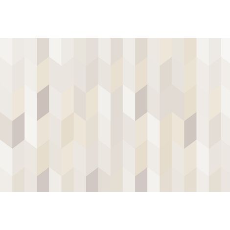 Papier peint panoramique géométrique gris & beige | Tapisserie panoramique 3D moderne pour chambre | Papier peint panoramique pour escalier - 267 x 400 cm (4 pièces) (1/3)