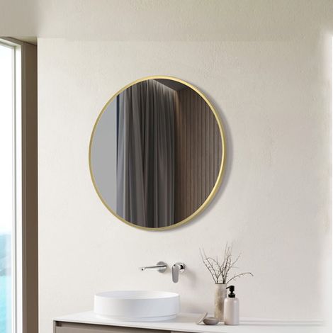 Signature Olivia Round Bathroom Mirror 500mm Diameter - Brushed Brass (1/3)