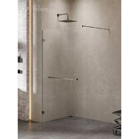 Paroi de douche à l'italienne 80 cm inox brossé avec porte serviette CARAIBES GUNMETAL BRUSHED (1/5)