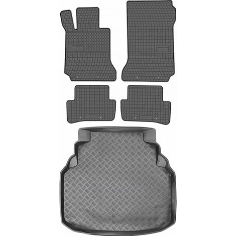 Juego de alfombrillas de goma para coche y maletero para Mercedes Clase C W204 Familiar/Sedán (2007-2014).