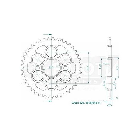 Couronne Acier Ducati - 525 - 41 Dents - Made in Germany