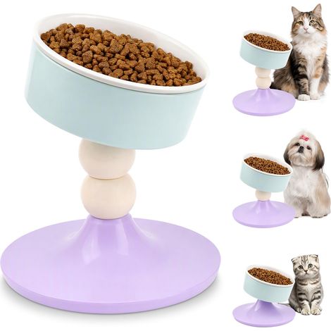 Gamelle Chat surélevée - 3 hauteurs réglables(12/15,5/19 cm) (A) (1/5)