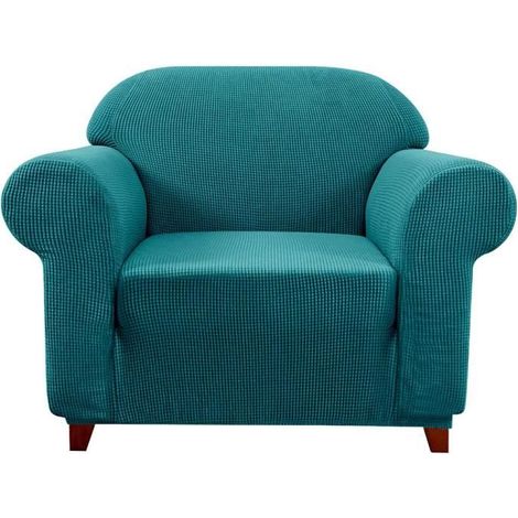 1-Pièce Housse de Canapé Extensible Housse de Fauteuil avec Accoudoirs Élastique Canapé Protection (1 Place, Bleu Vert)-Ywey (1/5)