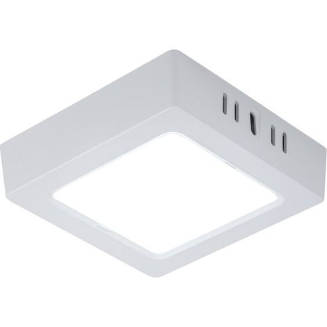 LED Deckenleuchte Wohnzimmerleuchte Flurlampe Aufbau-Panel quadratisch Küchenleuchte, Kunststoff weiß, 6W 660lm 6500K kaltweiß, L 12 cm