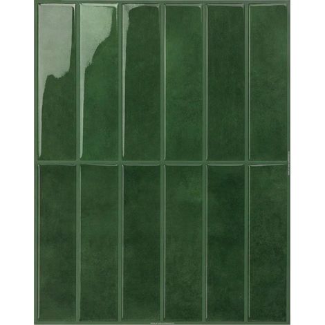 Azulejos adhesivos para pared de cocina, color verde, 10 piezas  Autoadhesivos, adhesivos, vinilo, plástico, rectangulares, para baño, 23 x 29 cm (1/5)