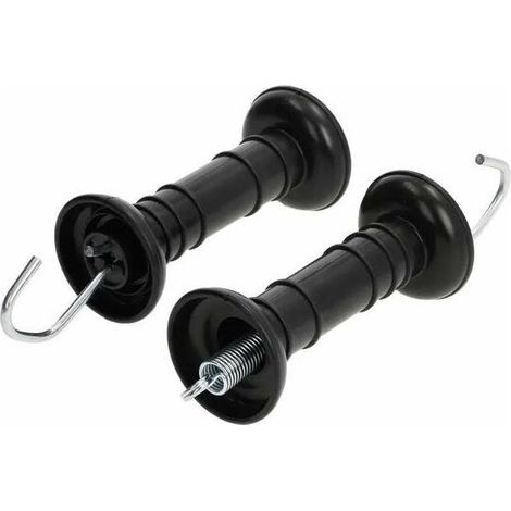 – Lot de 2 poignées de clôture électrique noires – Isolateur pour portillon et portail – Connexion sécurisée pour chevaux, vaches, gibier, chiens, poules