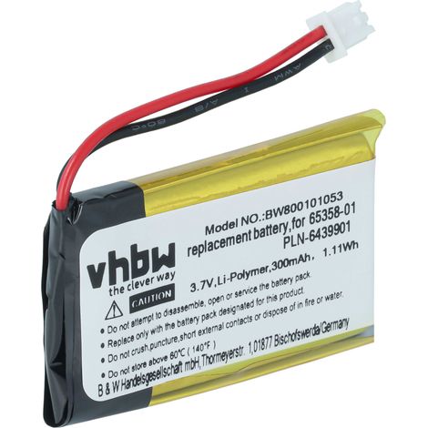vhbw Batterie compatible avec Avaya / Tenovis HSG-Link Dect 2 casque audio écouteurs sans fil (300mAh, 3,7V, Li-ion) (1/4)