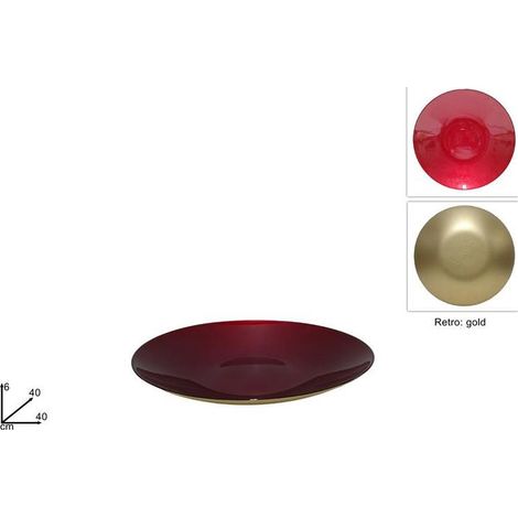 Centrotavola Natalizio in Vetro Rosso e Oro 40 cm