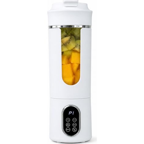Blender Portable Électrique sans Fil Blanc, 12 Lames, 7,4 V, Double Batterie 1300 mAh (1/5)