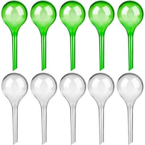 10 Pièces Boules d'Irrigation pour Plantes, Arrosage Goutte à Goutte Automatique pour Plantes, Système d'Arrosage pour Plantes d'Intérieur et d'Extérieur (Vert et Transparent)