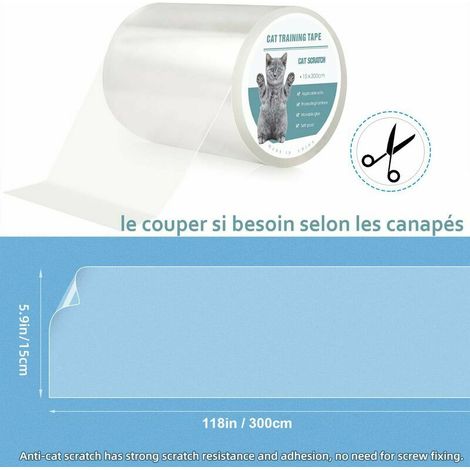 Protection Canape Chat Anti Griffe Sticker Transparent Autocollant Rouleau de Protection Invisible Protege de Meubles Table (M:15x300cm), (1/4)