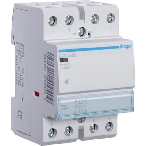 Hager ESC440S contactor silencioso negro 40A 230V