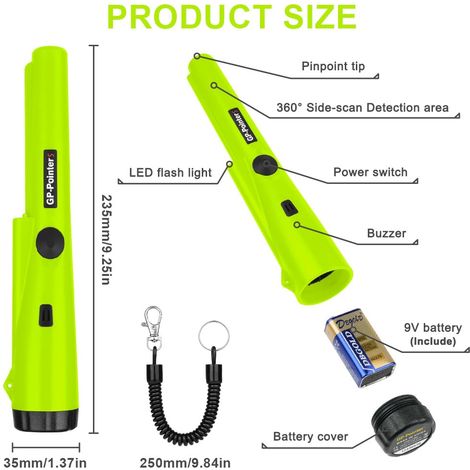 Metal detector Pinpointer, metal detector portatile impermeabile IP68, metal detector portatile a 360° con indicatore LED/luce di allarme integrata per la caccia al tesoro (1/4)