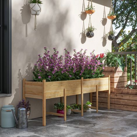 Jardinière sur Pieds Potager surélevé. Inserts d'irrigation + Feutre de Drainage Inclus Bois Sapin pré-huilé