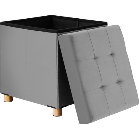 Tabouret pliable en velours gris 42x38x38cm