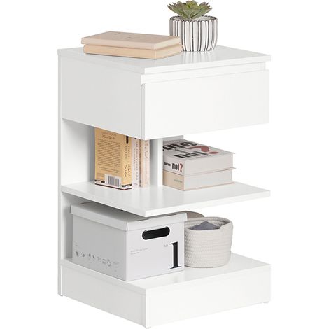 SoBuy Bedside Side Table with Drawer & Storage Shelve,FBT49-W