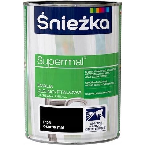 Esmalte de ftálico al aceite Śnieżka Supermal para madera y metal, negro mate, 0,8 L