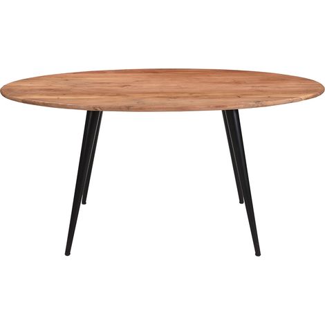 Ovaler Esstisch aus massivem Akazienholz und Metall B160 cm OBALI (1/5)