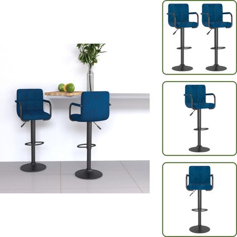 The Living Store Taburetes de cocina 2 unidades terciopelo azul - Asiento de bar