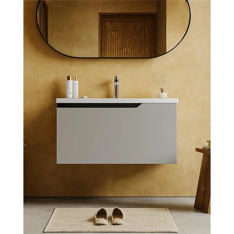 Mobile bagno clear grey 80x45 Modena lavabo in ceramica lucida (1/5)