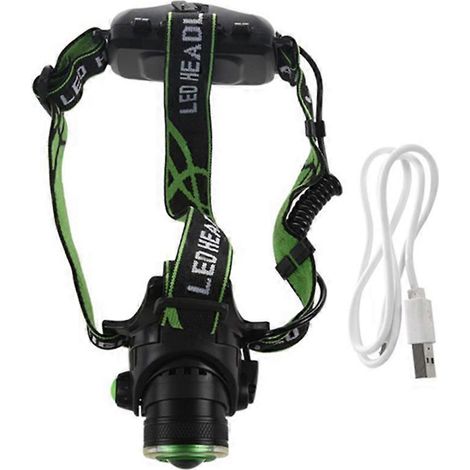 Lampe frontale LED mécanique à intensité variable T6, éclairage puissant et rechargeable pour l'extérieur (1/5)