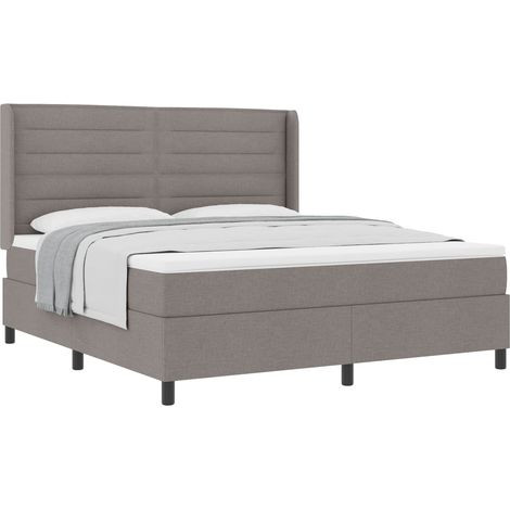 Maison Exclusive - Lit Ă ressorts avec matelas Taupe 200 x 180 cm tissu (1/5)