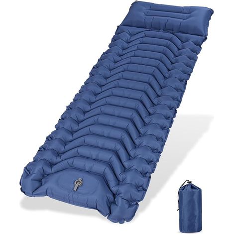 Camping Mattress Self-Inflating, Inflatable Mattress with Foot Pump, Foldable, Water Resistant Camping Mattress for Trekking, Travel, Beach (Blue) (1/5)