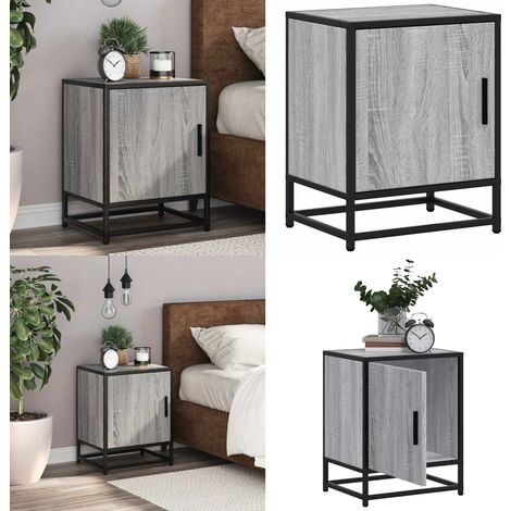 vidaXL Table de chevet sonoma gris 40x31x50 cm bois d'ingénierie métal (1/5)