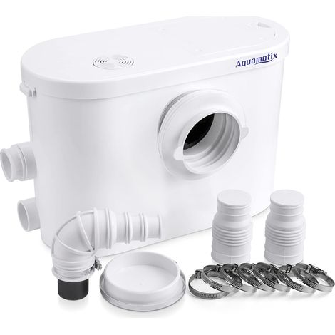 3 Broyeur Sanitaire 400W Pompe de Relevage 145L/min Distance de pompage verticale de 8 m avec 3 entrées pour les toilettes, l'évier et la machine à laver, avec filtre à charbon (1/5)