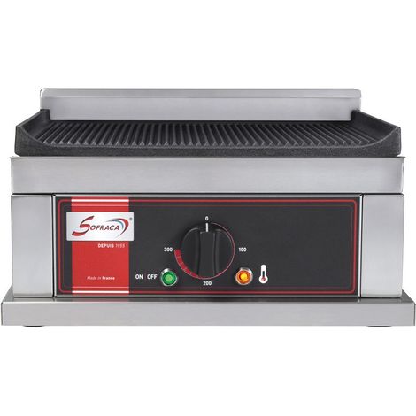 Plaque simple et rainurée spéciale hamburgers - 230 V - long. 395 mm - Sofraca (1/5)