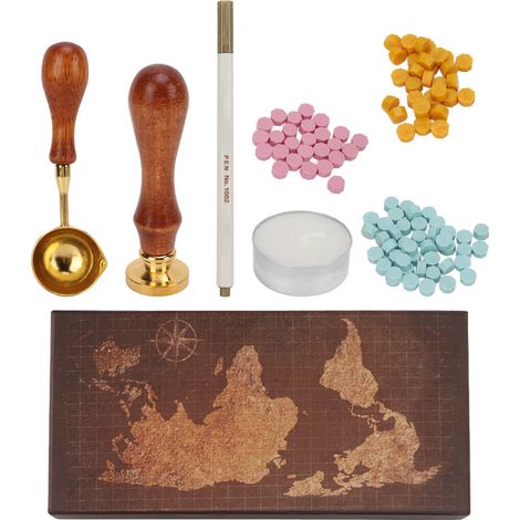 Kit de cachet de cire rétro anti-fuite avec stylo, ensemble de sceaux en cire pour invitations de fête et lettres de Noël (1/5)