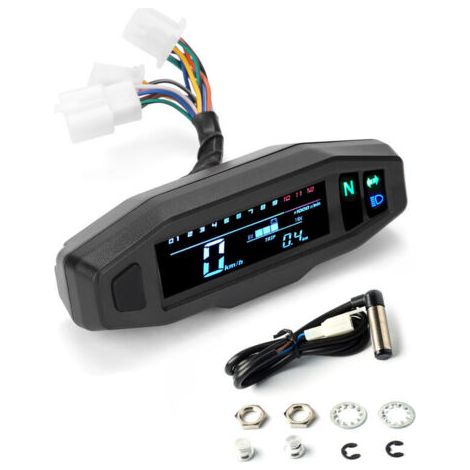 Compteur de vitesse numérique moto – LCD étanche – Tachymètre avec rétro-éclairage blanc – Affichage clair 1-6 vitesses