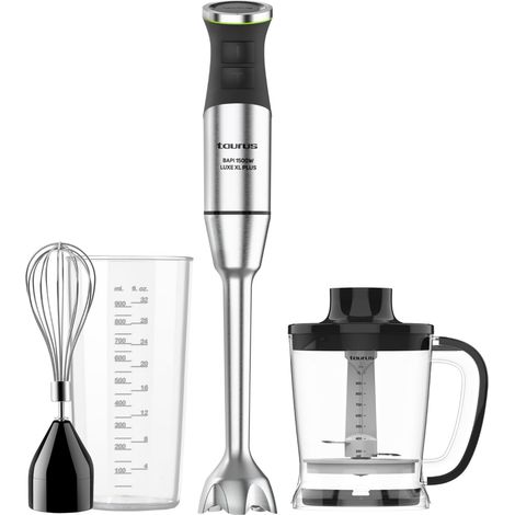 Mixeur Plongeant XXL 1500W 20 Vitesses TURBO Lames Inox Cloche Anti-éclaboussures Ergonomique Sans BPA Compatible Lave-vaisselle Broie la Glace 3 Accessoires (1/5)
