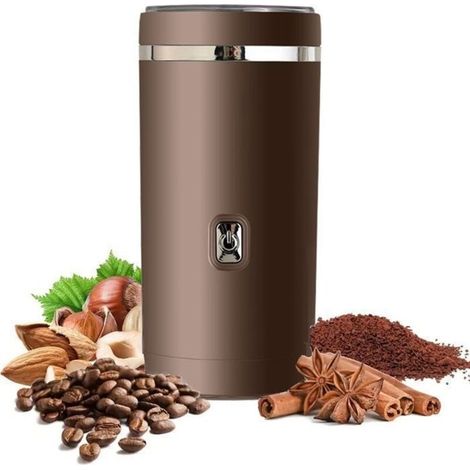 (brun)Moulin à café électrique,Moulin à grains,Broyeur à herbes électrique,pour grains de café épices avec 8 lames en acier inoxydable (1/4)