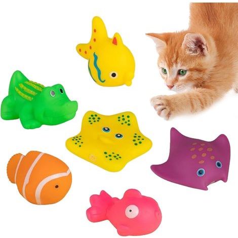Set of 6 colorful interactive cat pool toys, floating water toy, indoor cat sensory toy (1/5)
