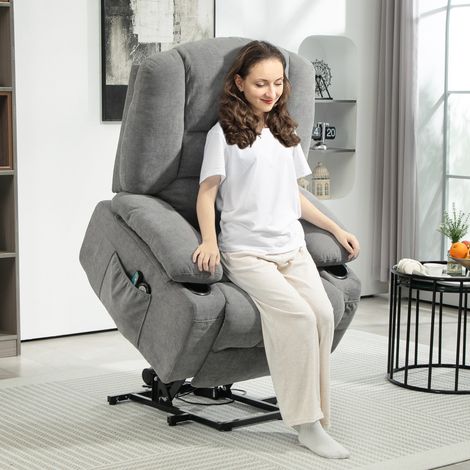 Fauteuil relax électrique avec aide à la levée, fauteuil de massage avec fonctions de chauffage, 2 télécommandes, mousse souple (1/5)