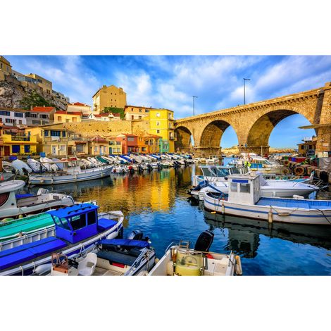 Tableau sur toile Vallon des Auffes port 30x45 cm - Impression sur Toile Murale Décorative - Image imprimée en HD sur Toile - Toile sur Châssis en Bois FSC - Fabriqué en France (1/4)