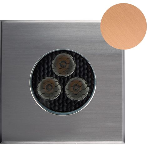Encastré de sol extérieur ZEPH 2 24V carré bronze bleu 3x2W - EUROPOLE - 55294BR