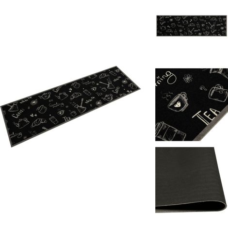 Tapis de cuisine lavable imprimé Morning noir 45x150 cm velours - Tapis De Cuisine - Tapis Absorbant - Tapis Antidérapant - Tapis Lavable - Tapis Décoratif (1/5)