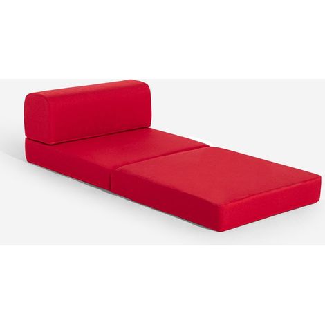 Sillón cama plegable compacto 2 en 1 de tela Betty - Rojo