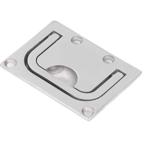 Bootslukengriff, bündig abschließend, für Deckabdeckung, Marine-Edelstahl 316, spiegelnd, quadratisch, 76 x 56 mm (1/4)